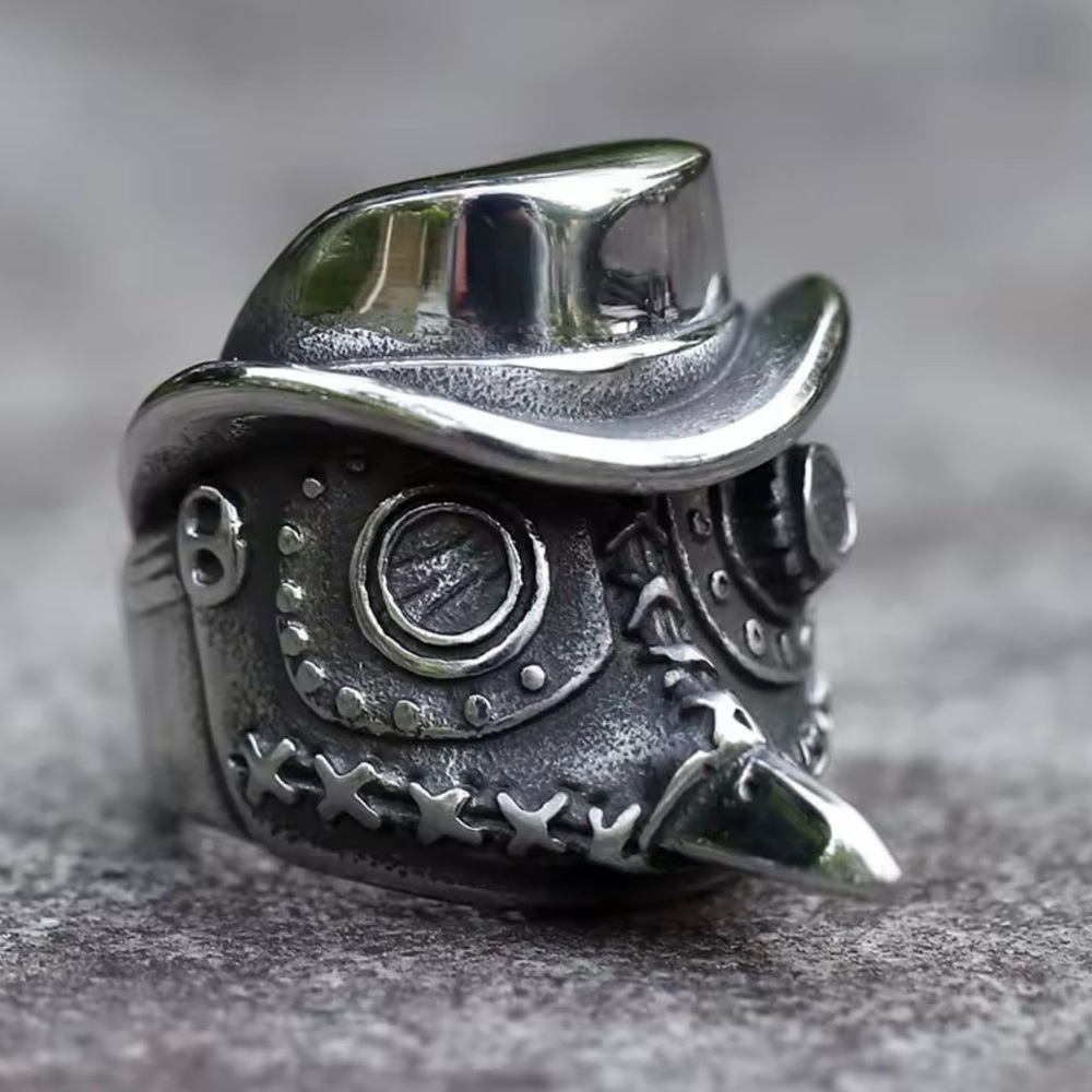 “Medico Della Peste” Plague Doctor Bird Beak Masquerade Steampunk Gas Mask Ring - Picture 1 of 7
